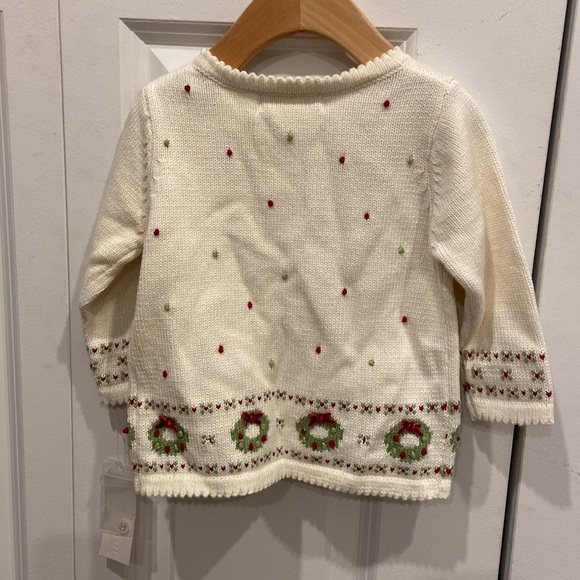 Maggie & Zoe Cream, Green & Red Christmas Wreath Cardigan - Picture 6 of 7